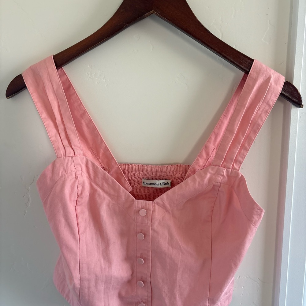 Abercrombie & Fitch Pink Button-Up Crop Top